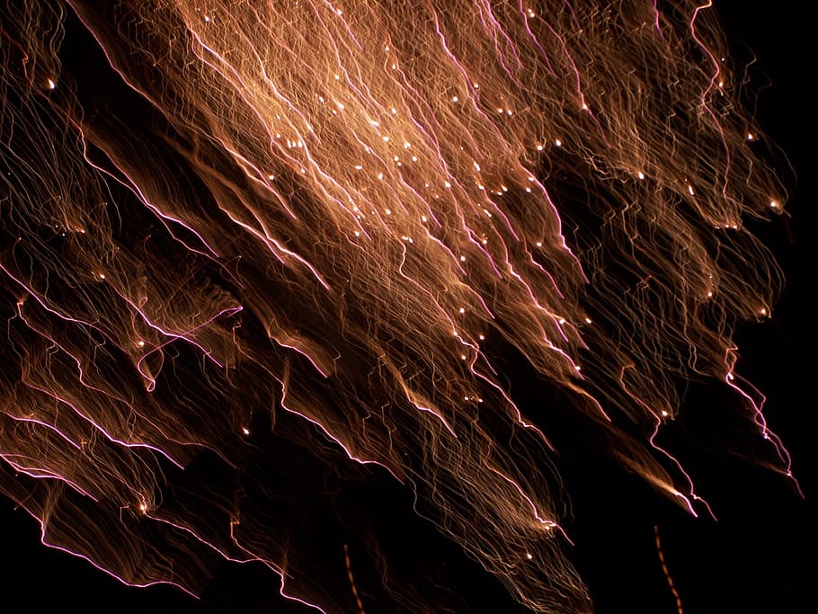 time-lapse photography of steel wool, firework, night, light HD wallpaper