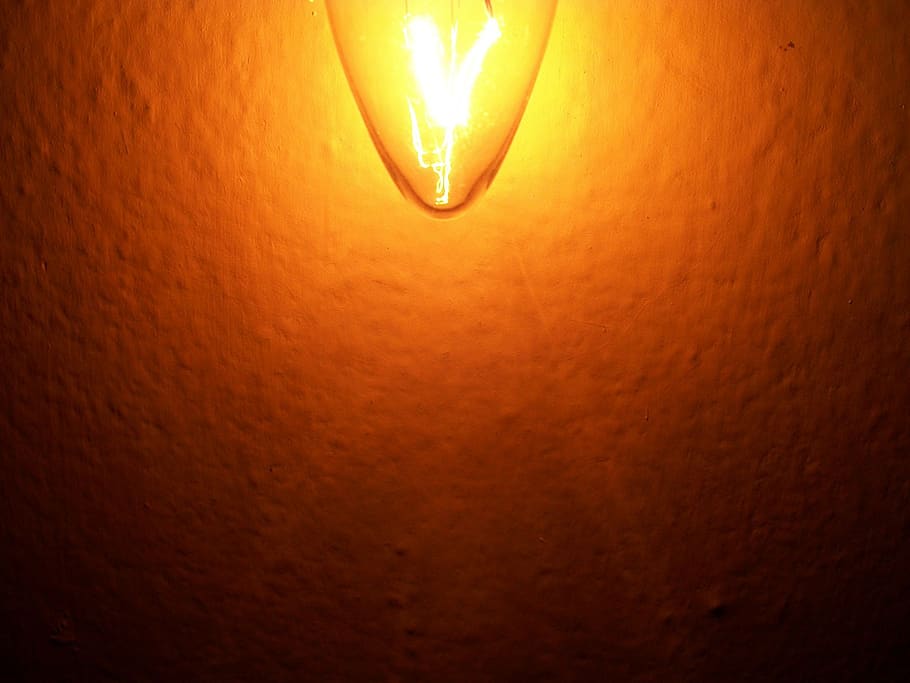 light bulb, lightbulb, lighting, orange, energy, electricity HD wallpaper