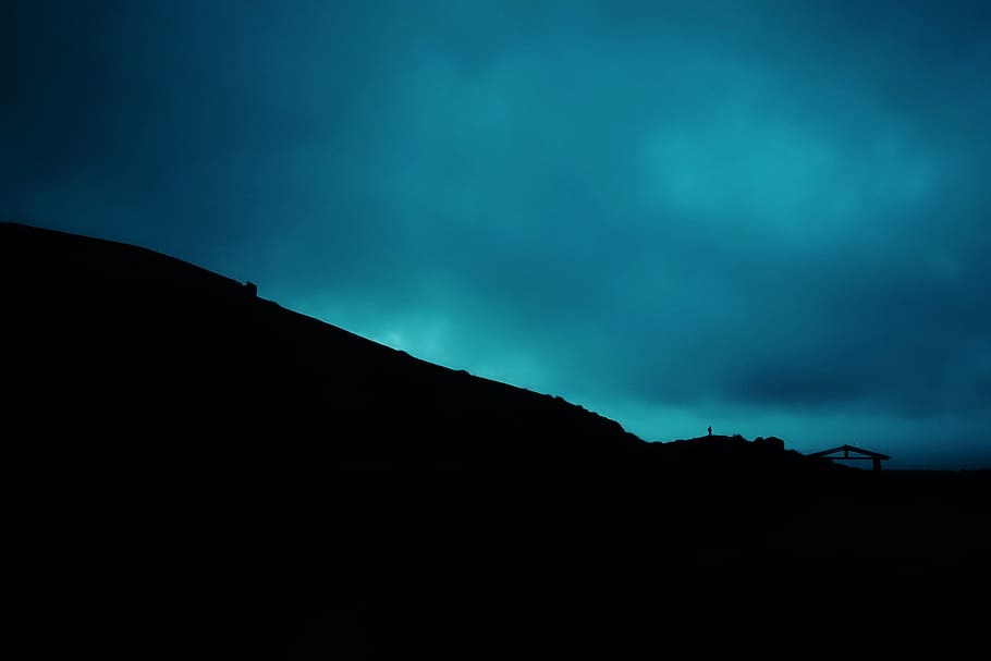 silhouette of hill, mountain, highland, cloud, sky, landscape HD wallpaper
