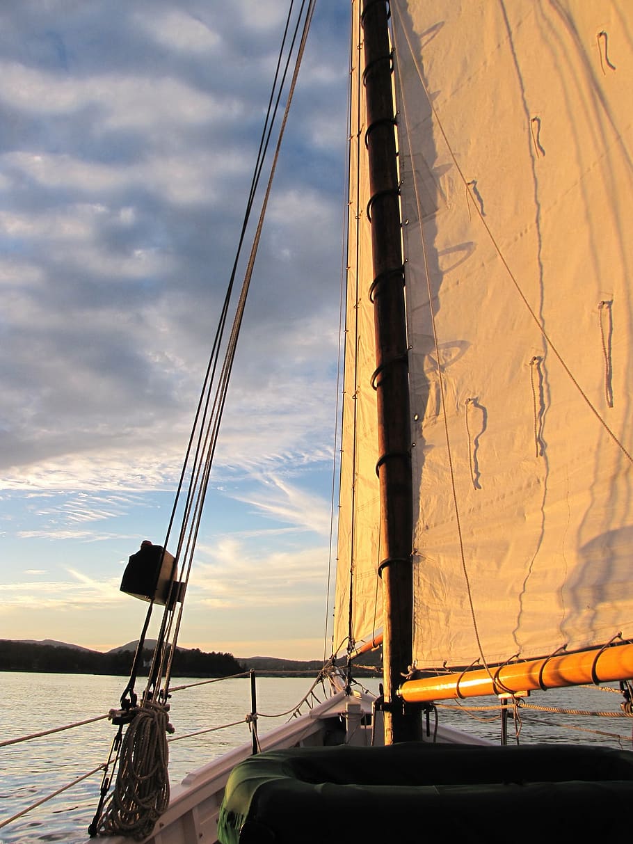sailing, sunset, maine, transportation, nautical vessel, mode of transportation HD wallpaper