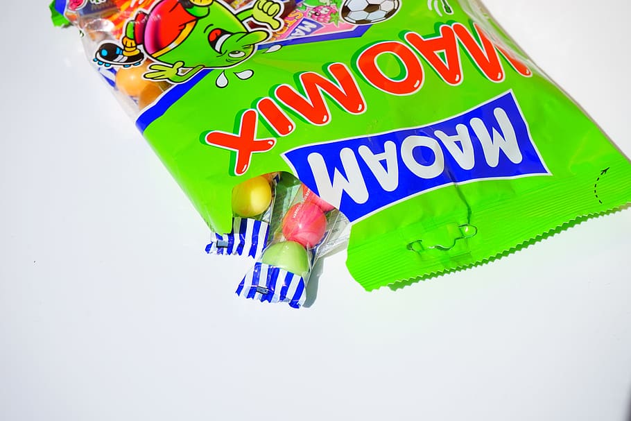 Open, Touched, bag, candy bag, maoam, touched on, chewy candy, HD wallpaper