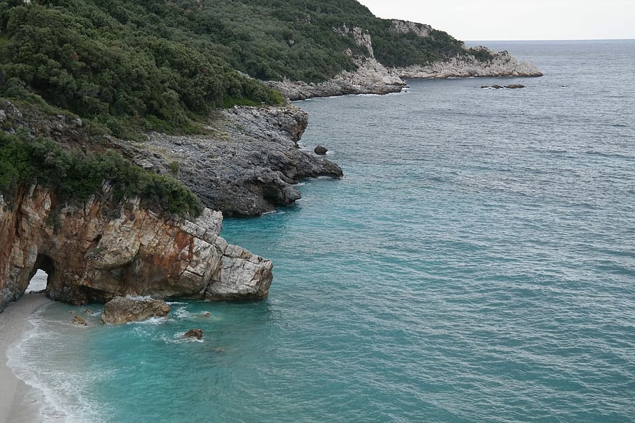 Sea, Rock, Stone, Beach, Greece, Water, landscape, inspiration HD wallpaper