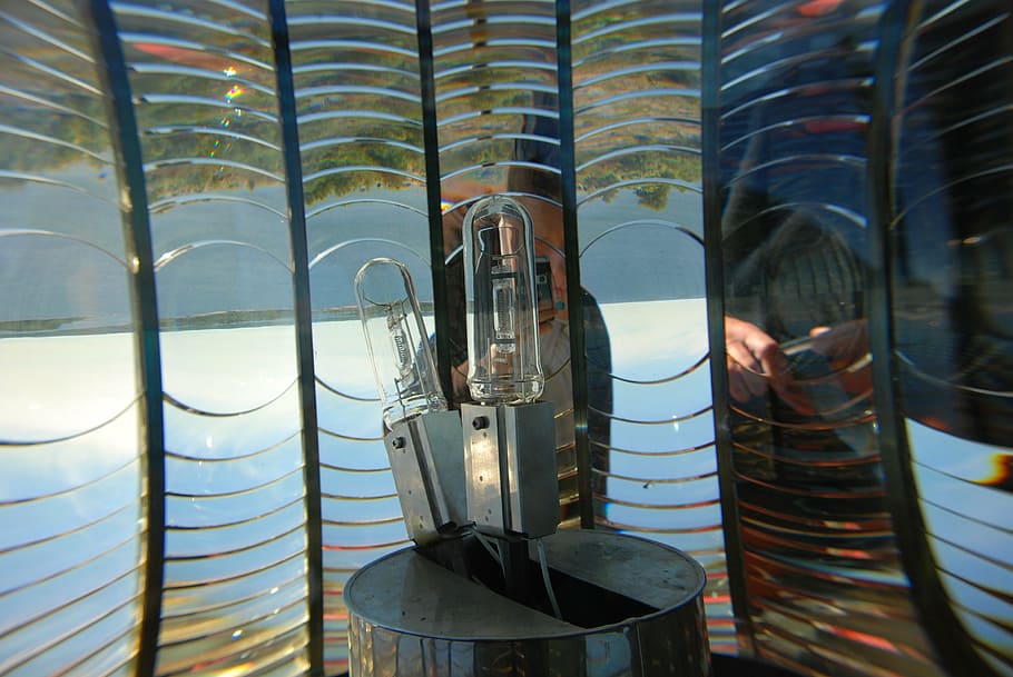lighthouse, lens, metal, no people, indoors, glass - material HD wallpaper