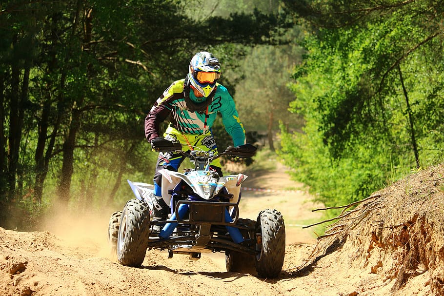 quad, atv, motocross, enduro, all-terrain vehicle, race, motorcycle, HD wallpaper