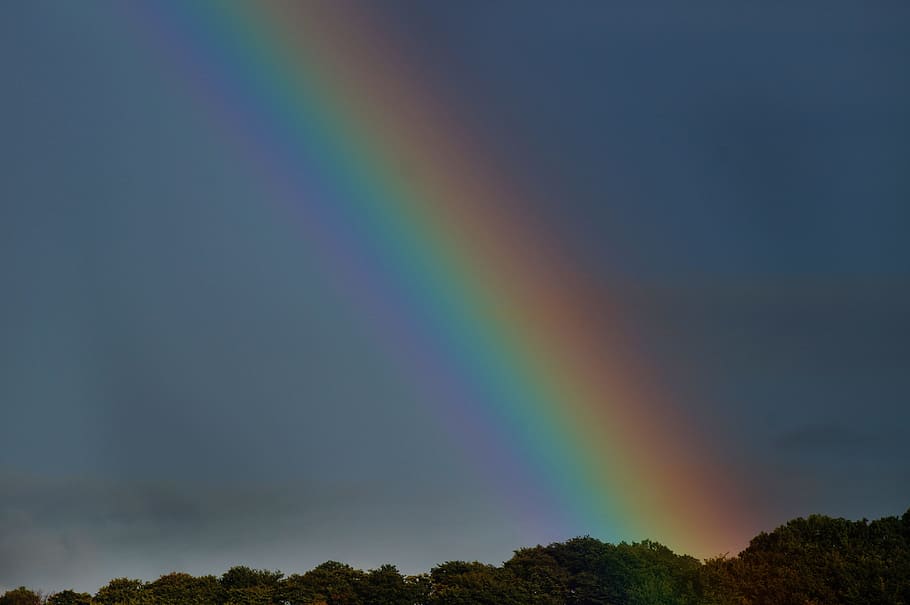 rainbow, sky, mood, landscape, color, double rainbow, rainbow colors HD wallpaper