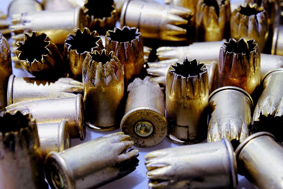 cartridges, projectile, ammunition, sleeve, blanks, floor, terrible shot, HD wallpaper