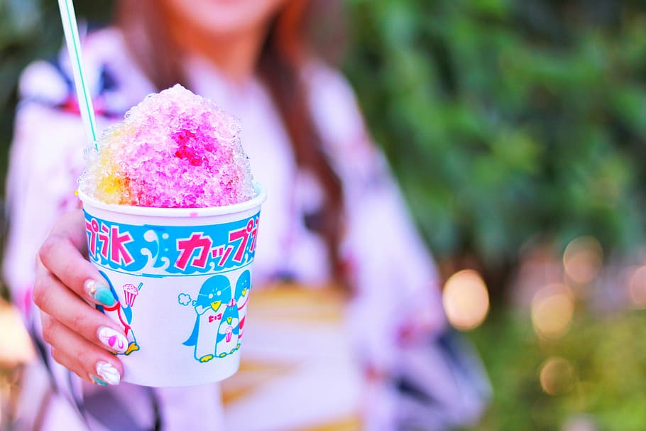 selective focus photography of a woman holding ice cream, women HD wallpaper