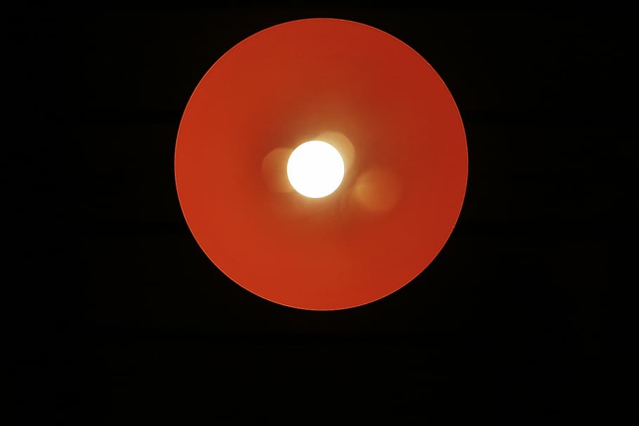 untitled, round, red, yellow, dots, lamp, light, bulb, moon HD wallpaper