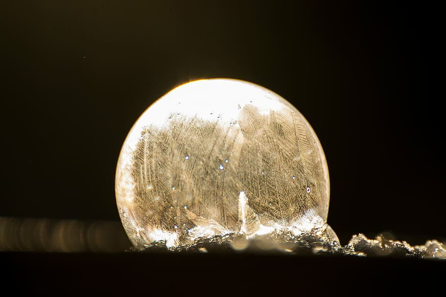 soap bubble, ice, seifenblase frozen, frozen bubble, winter, HD wallpaper
