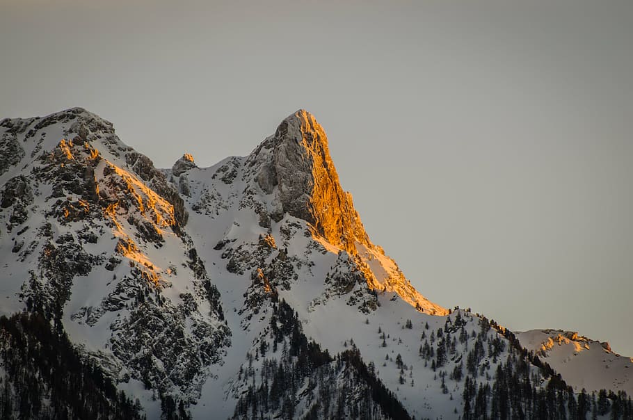 winter, alps, sun, mountain, landscape, nature, cold, snowy HD wallpaper