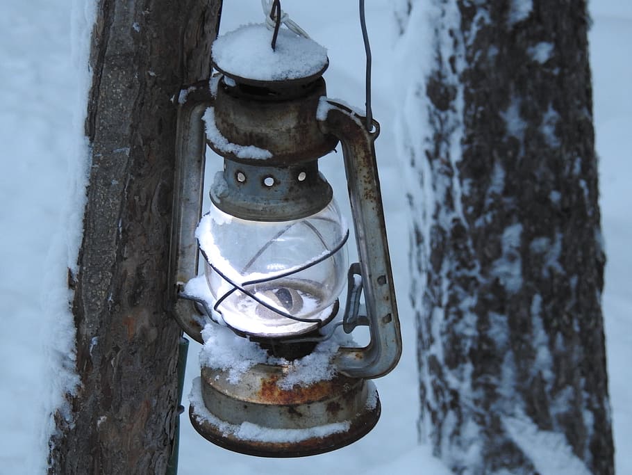 light, lamp, lantern, snow, winter, lapland, finland, tree HD wallpaper