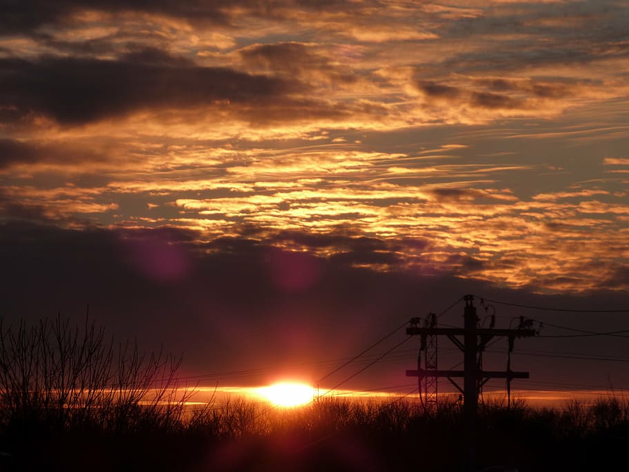 sunset, evening, sky, outdoor, sunlight, sunset sky, clouds HD wallpaper