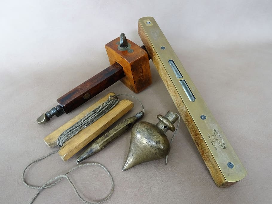 tools, plumb, level, cross, weapon, bullet, ammunition, high angle view HD wallpaper