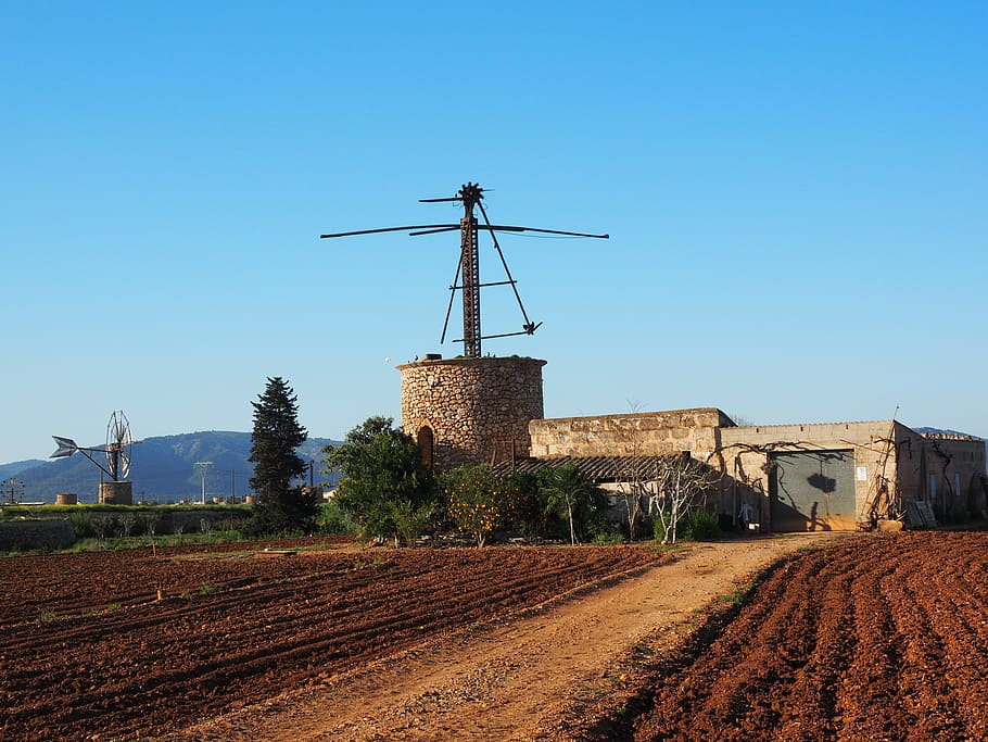 windmill, old, lapsed, ruin, mallorca, muro, wind energy, wing HD wallpaper