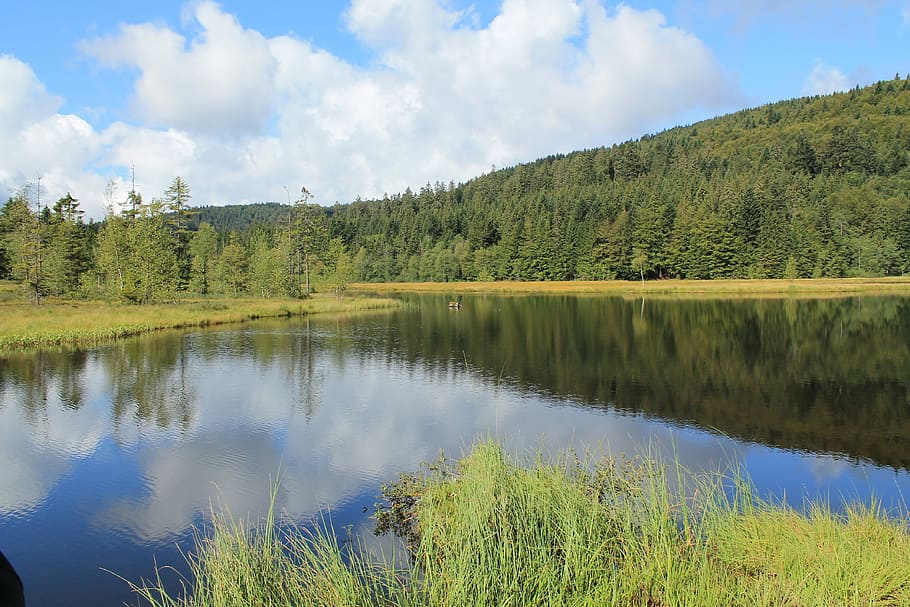Lake, Mirroring, Clouds, Nature, sky, landscape, water, rest HD wallpaper
