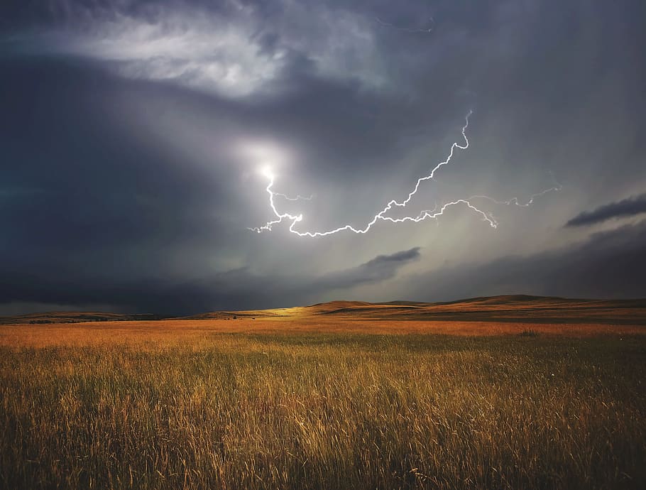 thunder storm, lightning, weather, nature, sky, electricity, strike, HD wallpaper