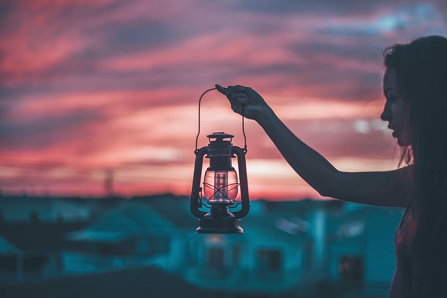 Hd Wallpaper Woman Holding Lantern Selective Focus Photography Of