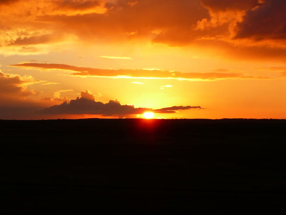 Sunset, Red, Black, nature, dramatic sky, sunlight, scenics HD wallpaper