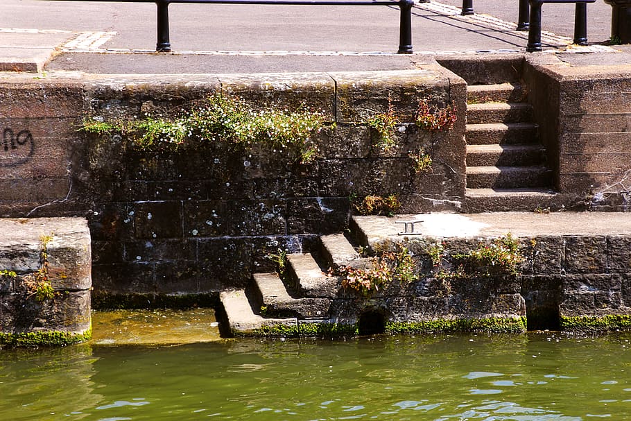 steps, harbour, water, sea, coast, port, old, architecture HD wallpaper
