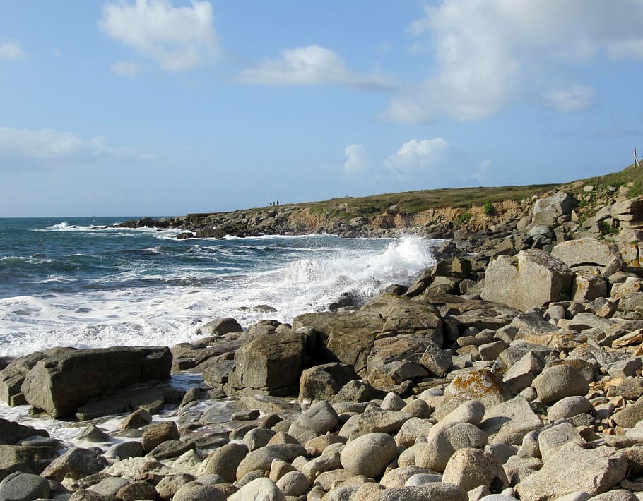 sea, ocean, side, seaside, atlantic, shore, france, nature HD wallpaper