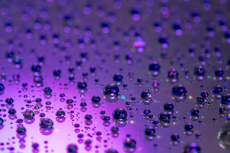 Drop Of Water, Drip, Lichtspiel, shiny, purple, backgrounds, HD wallpaper