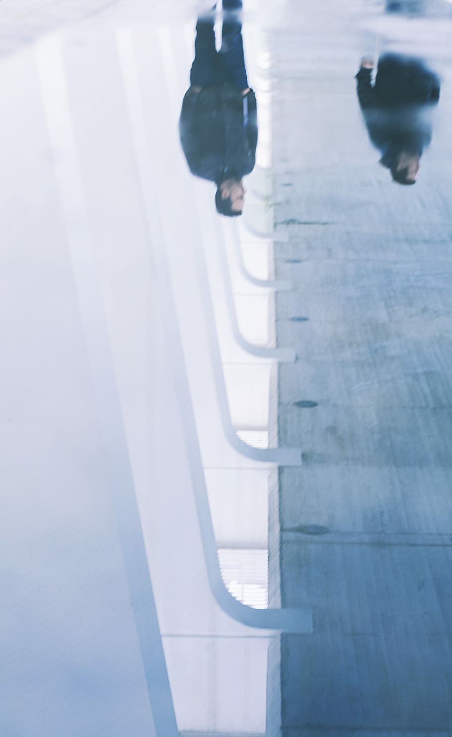 reflection of man near railings, untitled, person, human, profile HD wallpaper