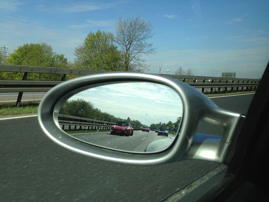 porsche, rear mirror, auto, transportation, sky, side-view mirror HD wallpaper