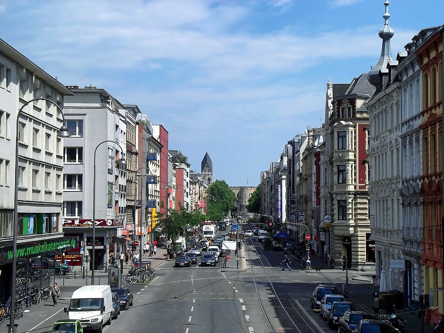 white van on the street during daytime, cologne, germany, buildings HD wallpaper