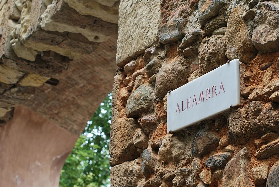 Stone, Wall, Alhambra, Sign, Heritage, text, rock - object HD wallpaper