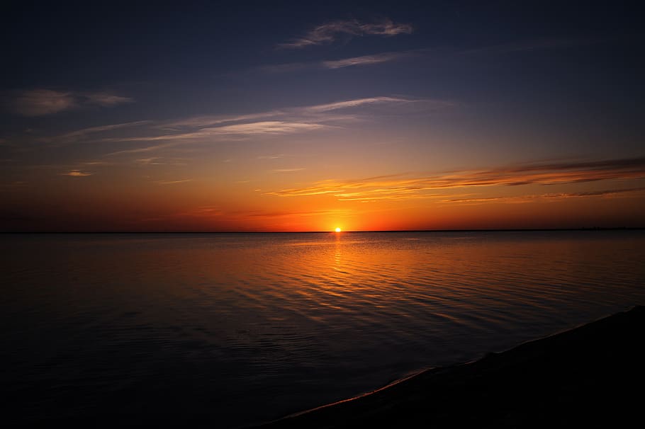 sunset, sky, twilight, clouds, landscape, red, horizon, orange HD wallpaper