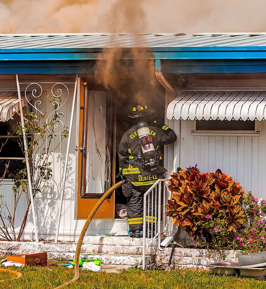 Fire, Smoke, Hose, flower, building exterior, day, outdoors HD wallpaper