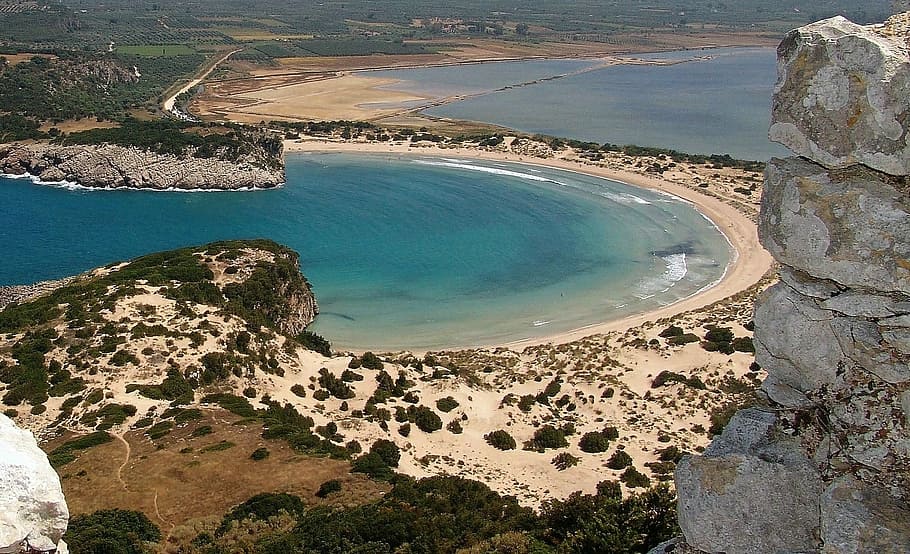 hellas, peloponnese, ox stomach bay, beach, sea, beautiful beaches HD wallpaper