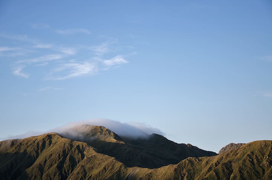 photo of gray hills, landscape photography of green plants covered mountains HD wallpaper