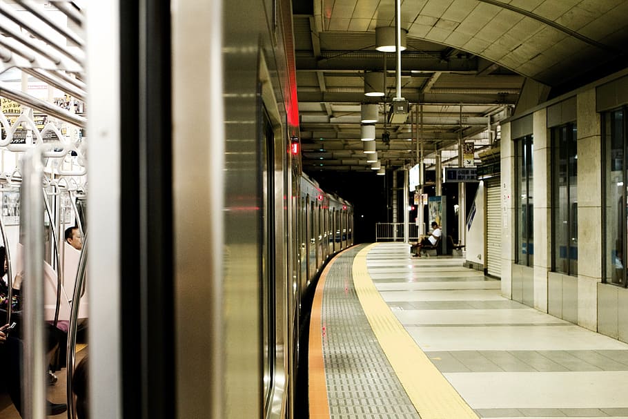 trail, train, station, people, man, alone, ride, indoors, architecture HD wallpaper