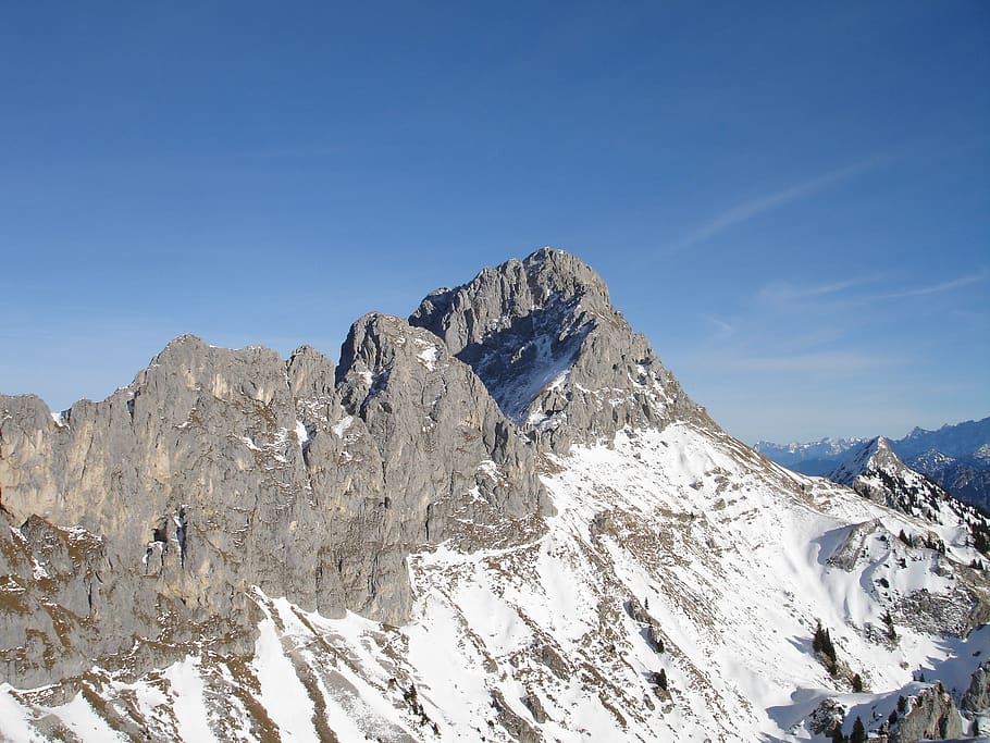 trowel top, kölle tip, mountains, alpine, tyrol, tannheimertal, HD wallpaper