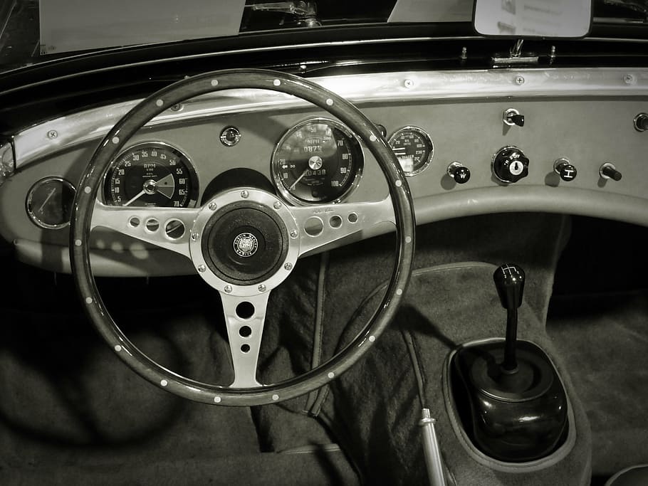 oldtimer, cockpit, dashboards, steering wheel, car, mode of transportation HD wallpaper