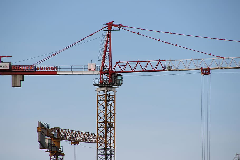 crane, construction, lift, raise, workplace, heavy, sky, machinery HD wallpaper