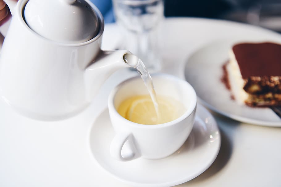 liquid poured from teapot to teacup, breakfast, food, drinks HD wallpaper