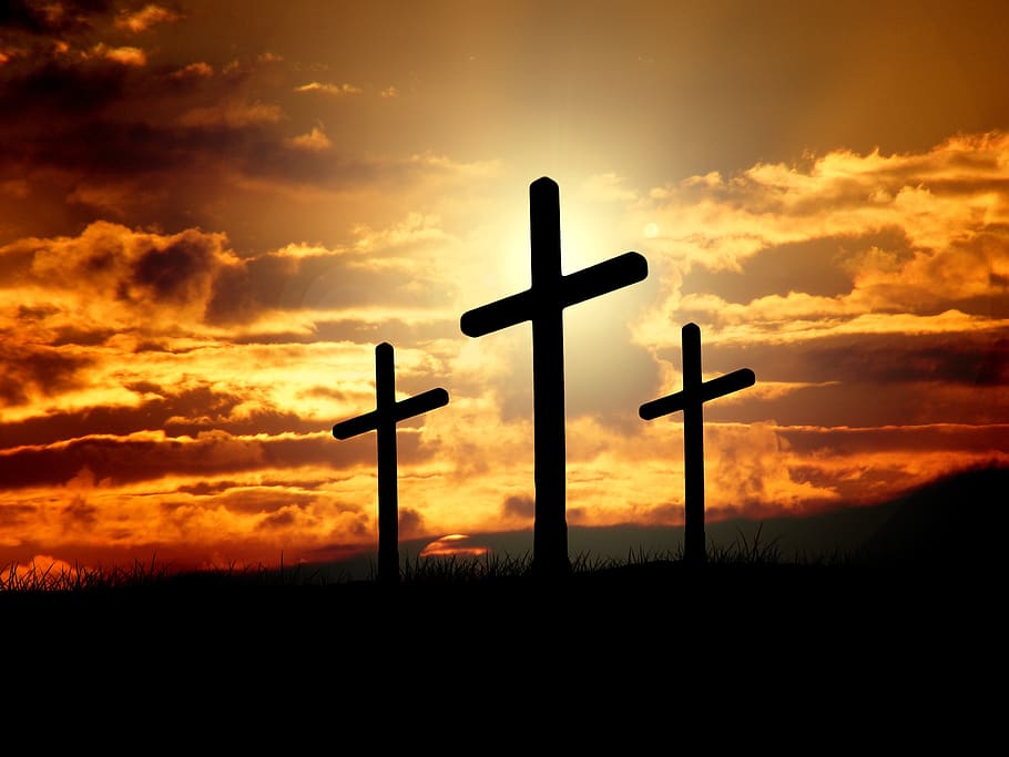 cross, sunset, sunrise, hill, sky, crucifixion, resurrection