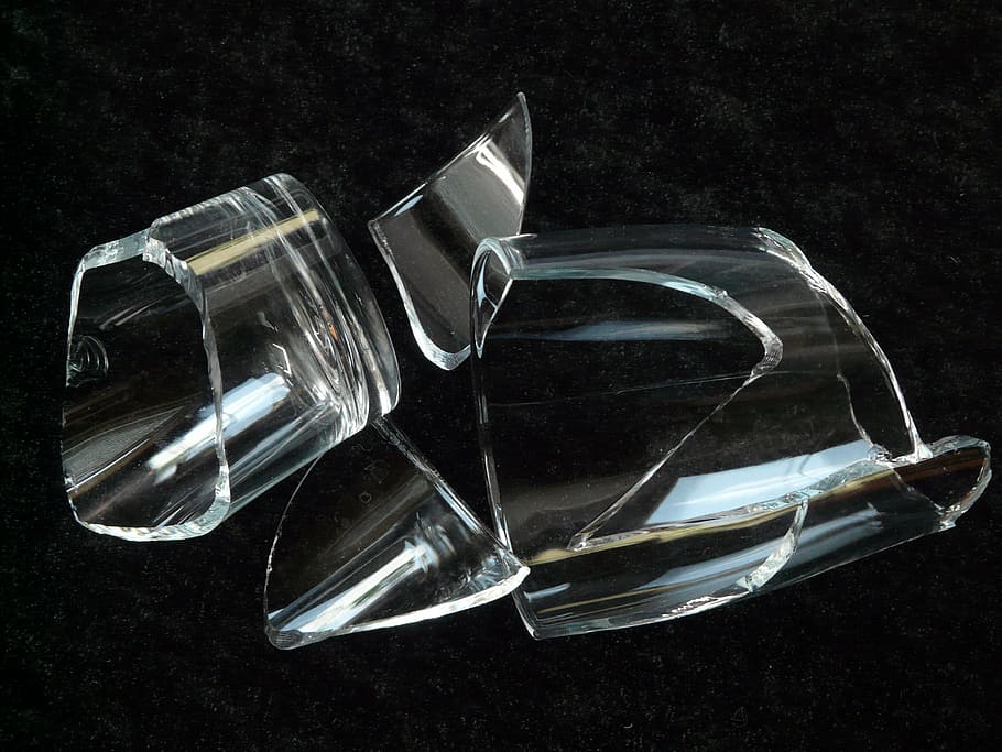 broken glasses, shard, sharp, cut, pointed, dangerous, still life HD wallpaper