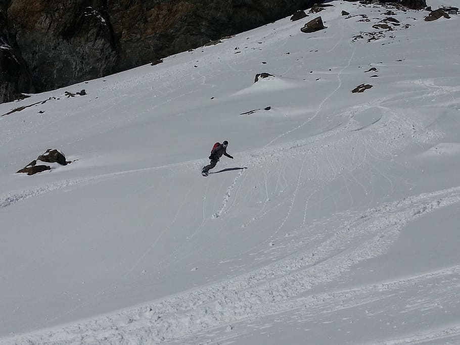 person snowboarding, ski, winter, ice, glacier, cold, dream day HD wallpaper