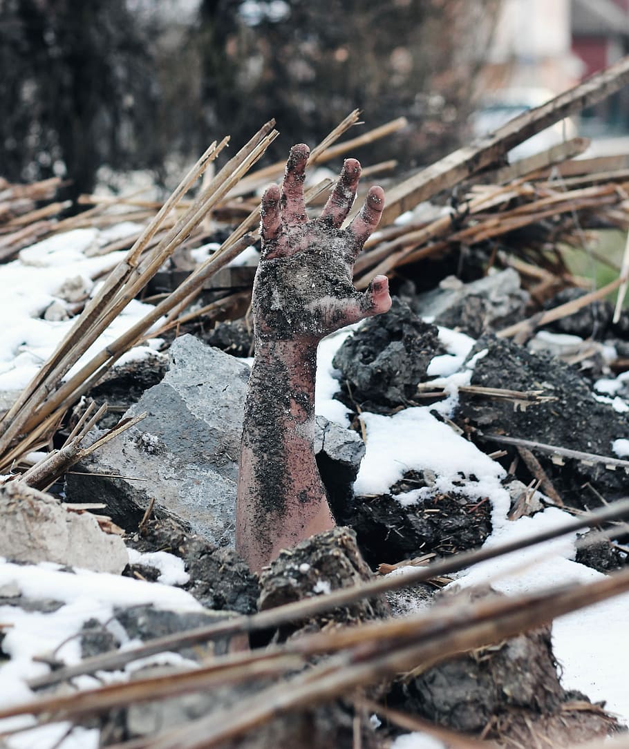 I am alive, right hand raising underground, arm, rubble, dirt HD wallpaper