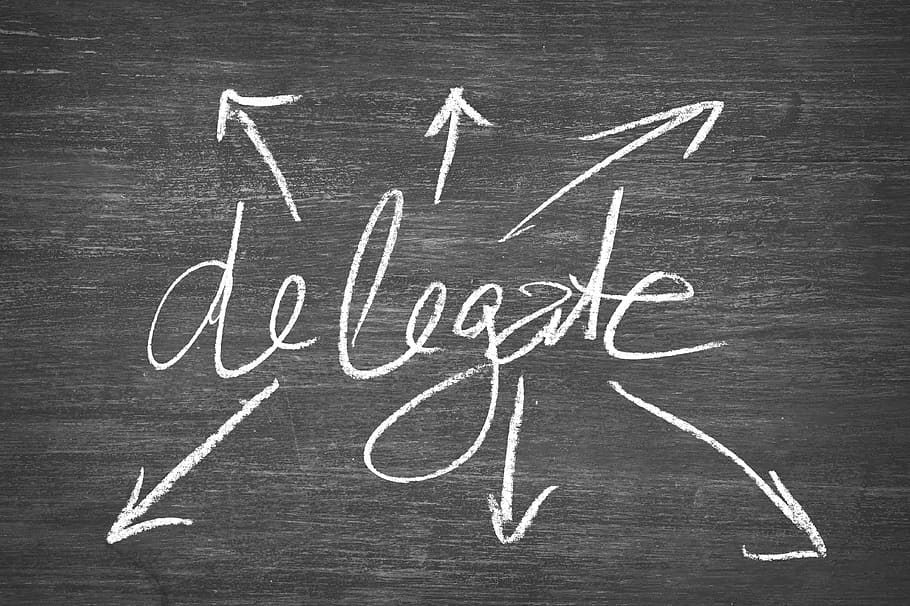 delegate note illustration, board, applying, empower, transfer