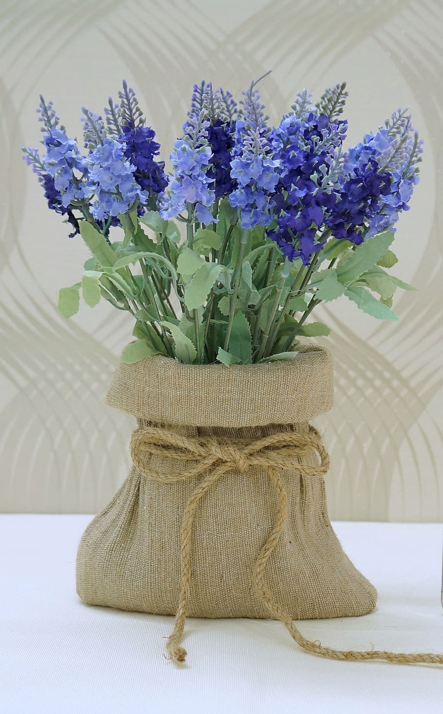 blue and green flowers on pouch pot, object, decorate, craft HD wallpaper