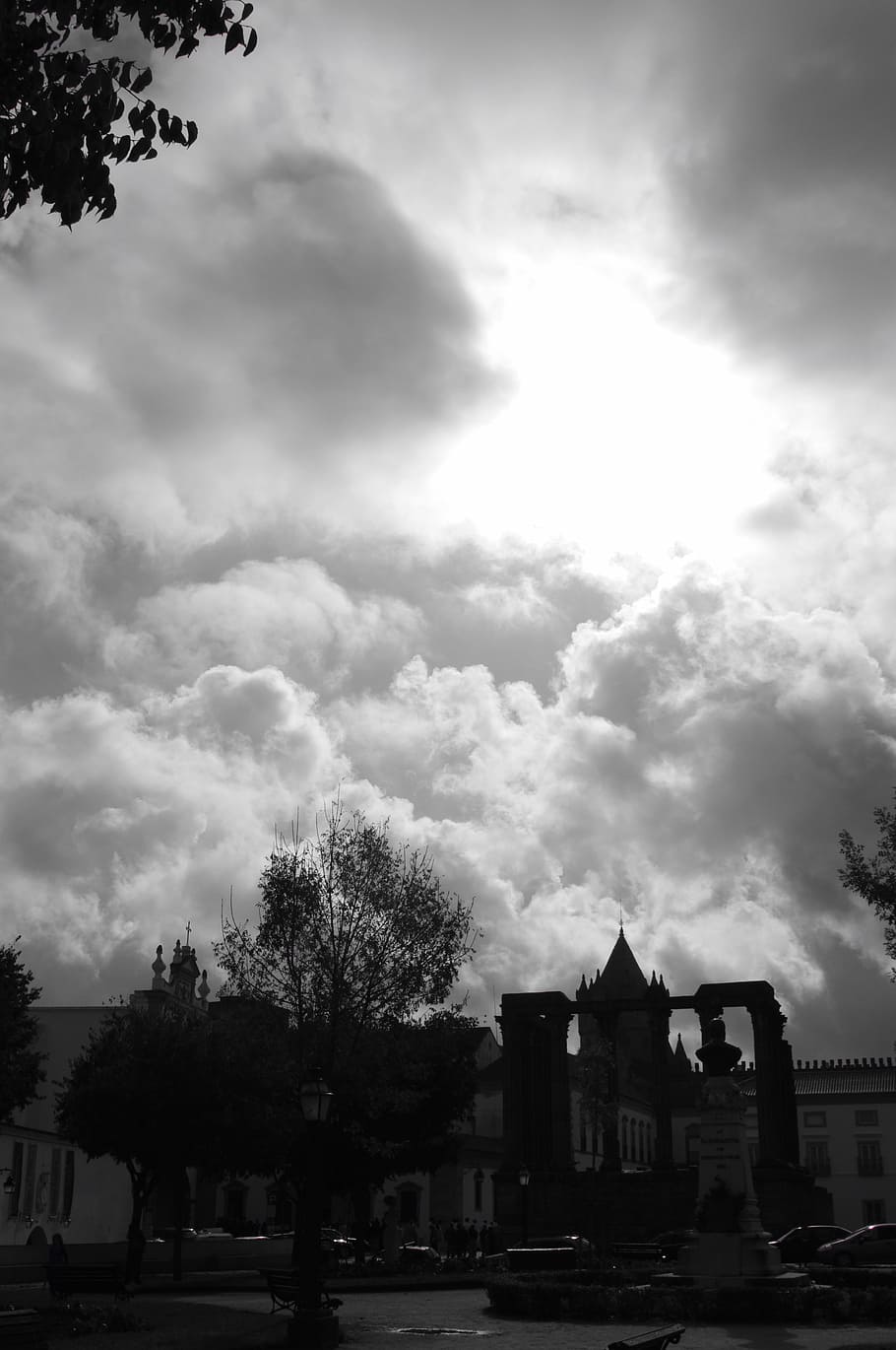 clouds, sunburst, sky, silhouette, cloudy, weather, cloudscape HD wallpaper