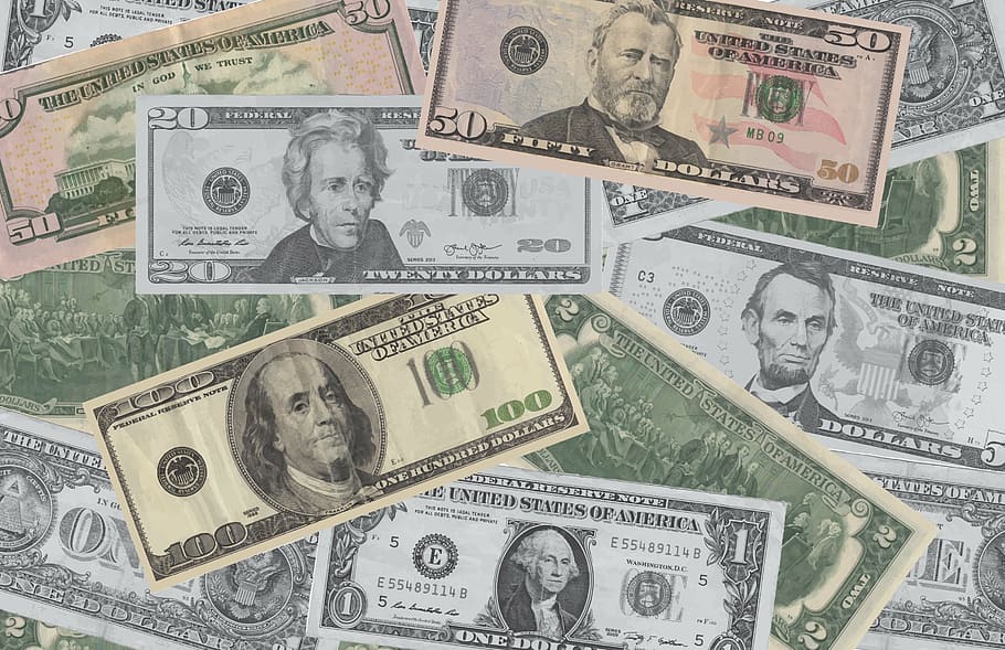 US dollar banknote lot, background, currency, cash, paper, five HD wallpaper
