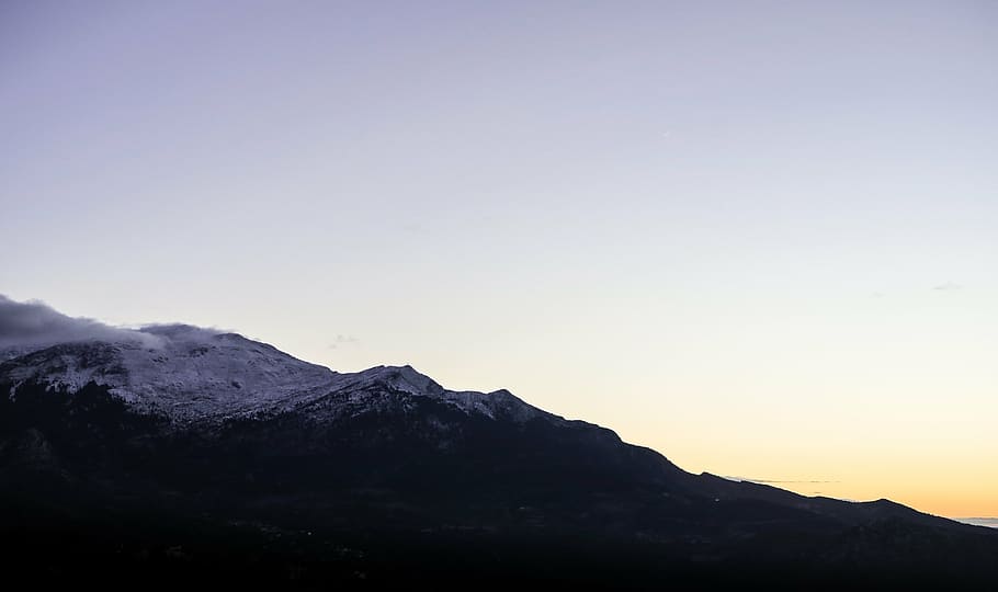 photo of black and white mountain during golden hour, landscape HD wallpaper