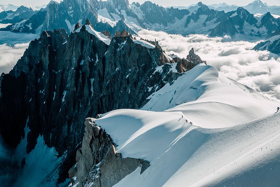 mountains covered with snow, mountain with snow, ski, cloud, majestic HD wallpaper