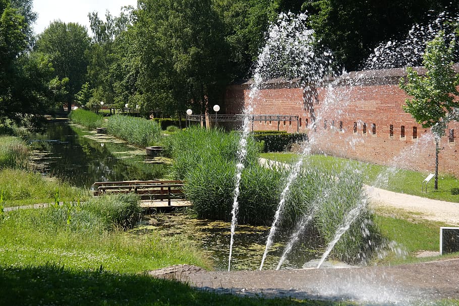 Water Fountain, New Ulm, glacis, park, city park, glacis park, HD wallpaper