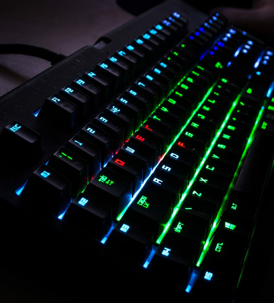 Keyboard, Light, Computer, Office, computer keyboard, colour HD wallpaper